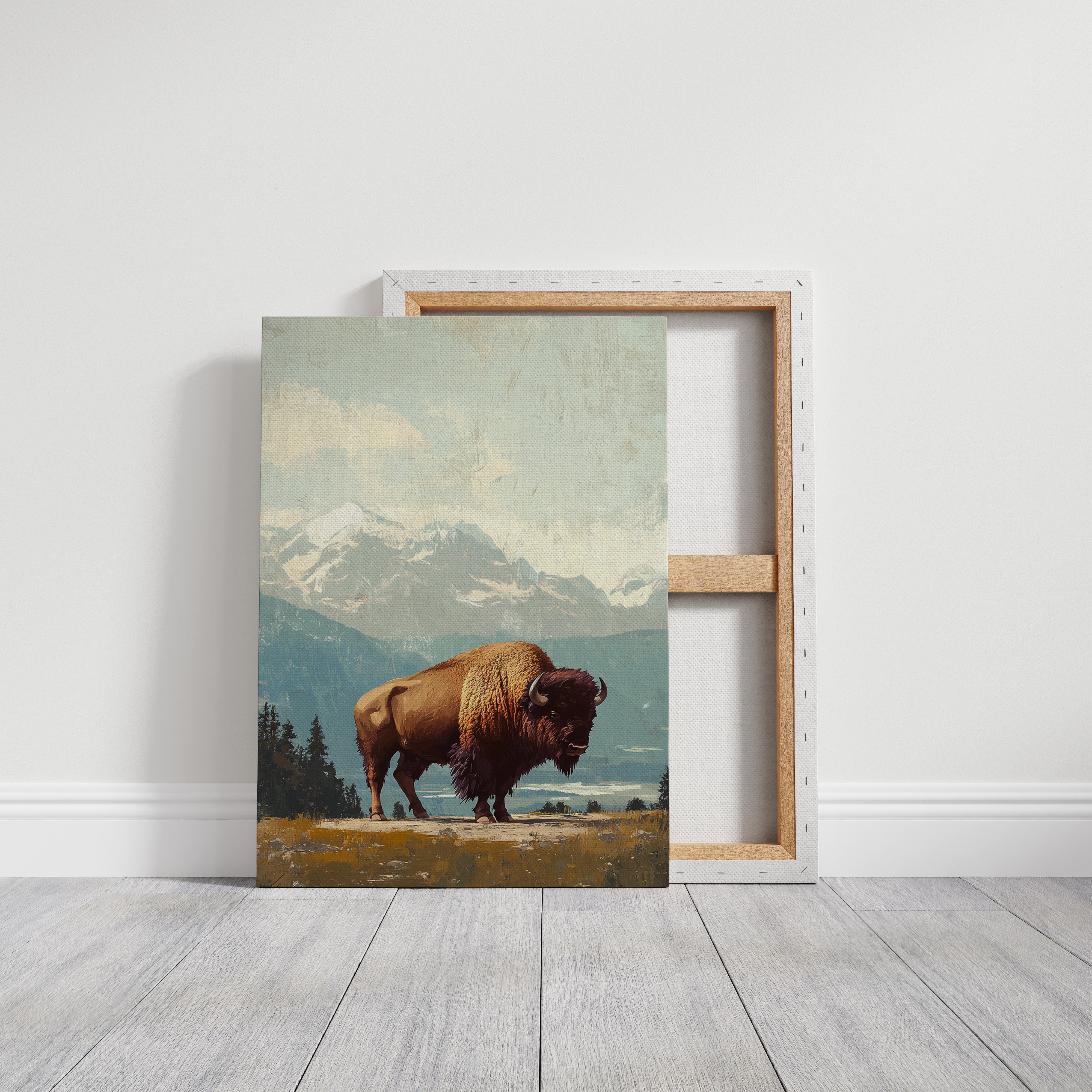 Bison Beneath the Mountain Sky