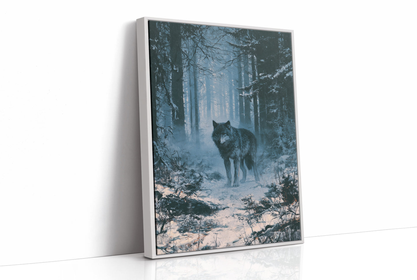 Wolf's Gaze Through Winter Woods