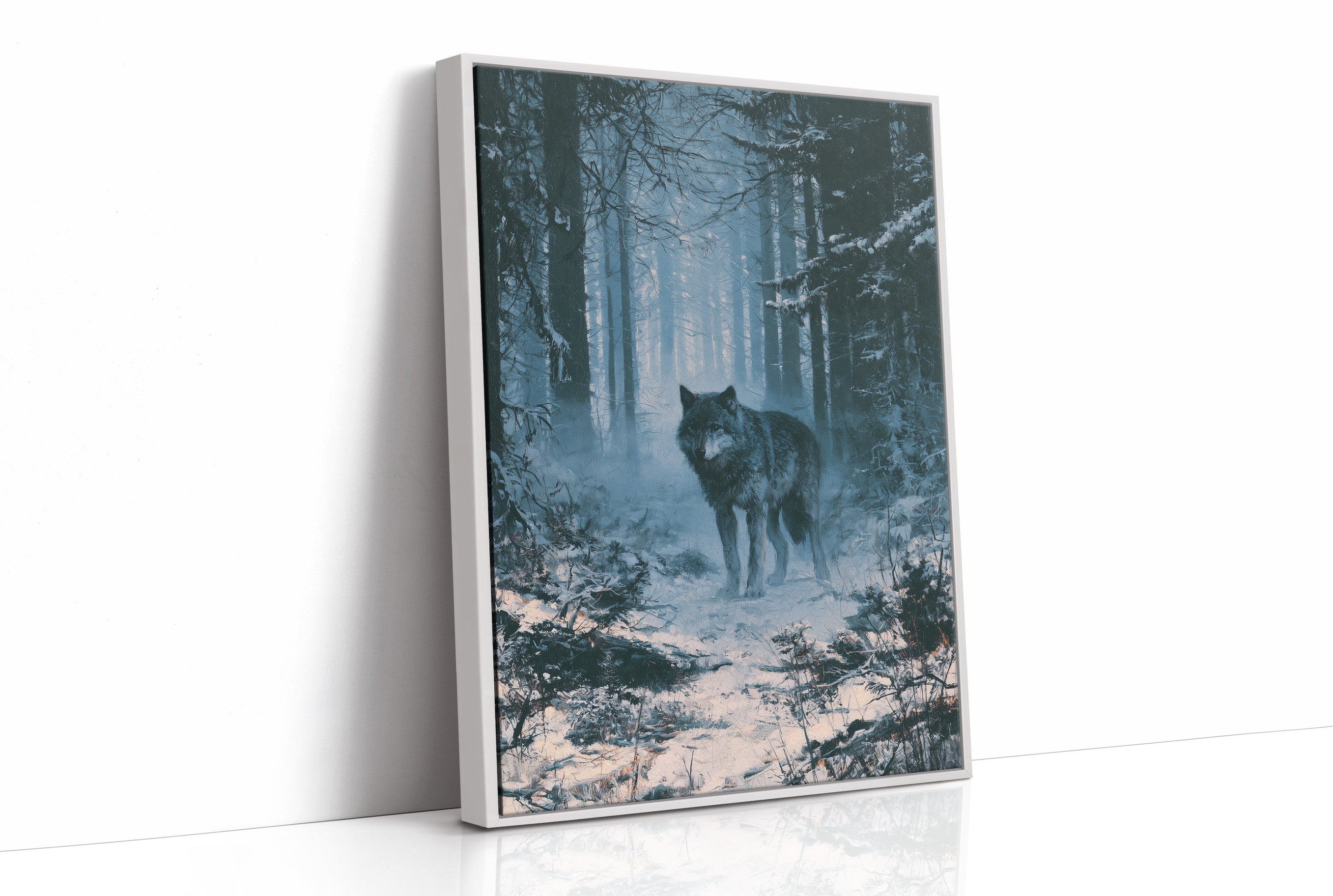 Wolf's Gaze Through Winter Woods
