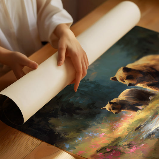 Wild Meadow Bears Find Mountain Stream