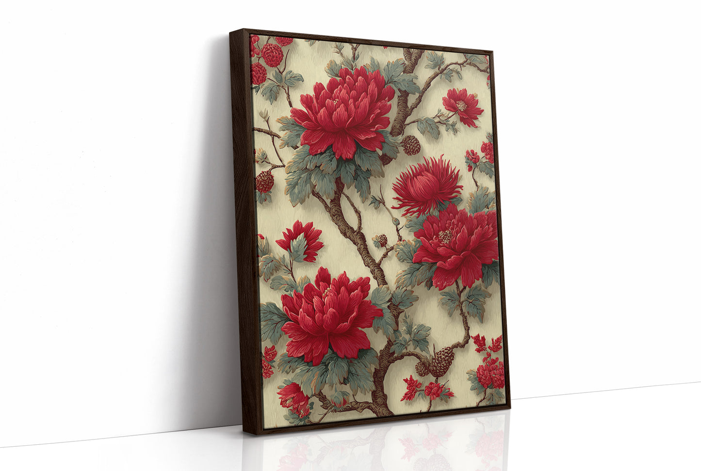 Red Blooms on Ivory Branches