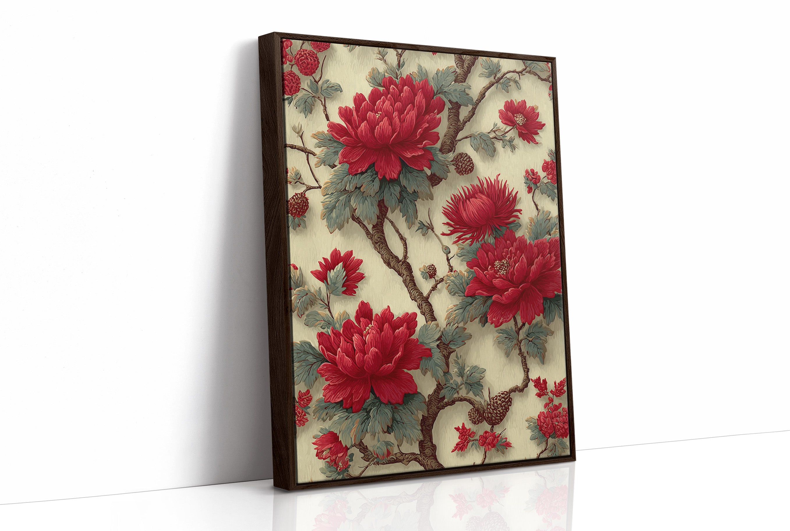 Red Blooms on Ivory Branches