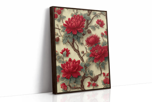 Red Blooms on Ivory Branches