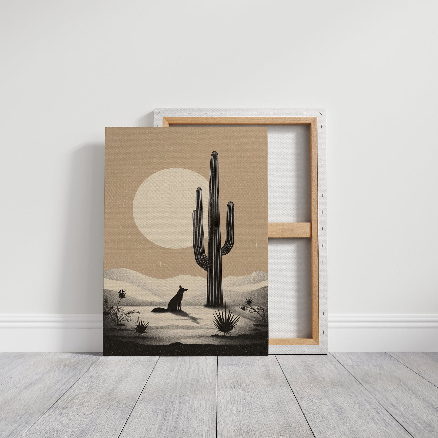 Coyote Waits Under Desert Moon