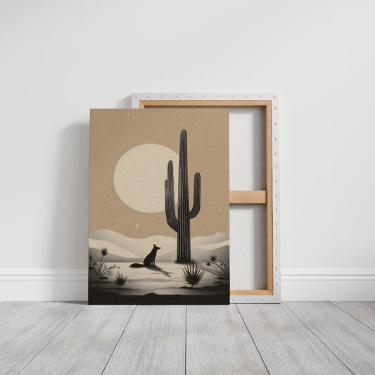 Coyote Waits Under Desert Moon