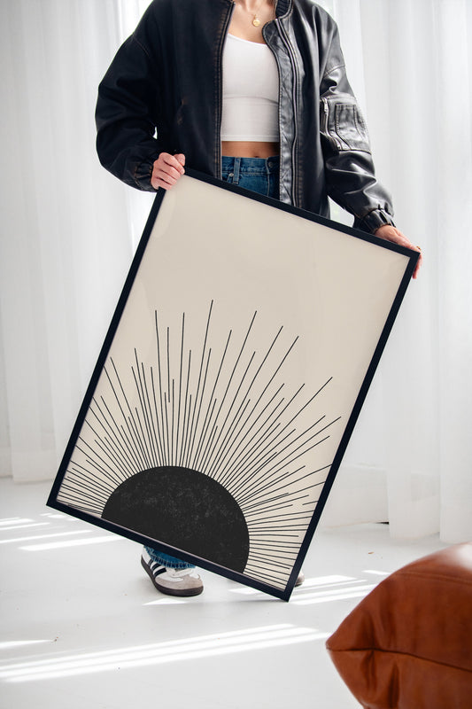 Minimal Black Sunburst Rising