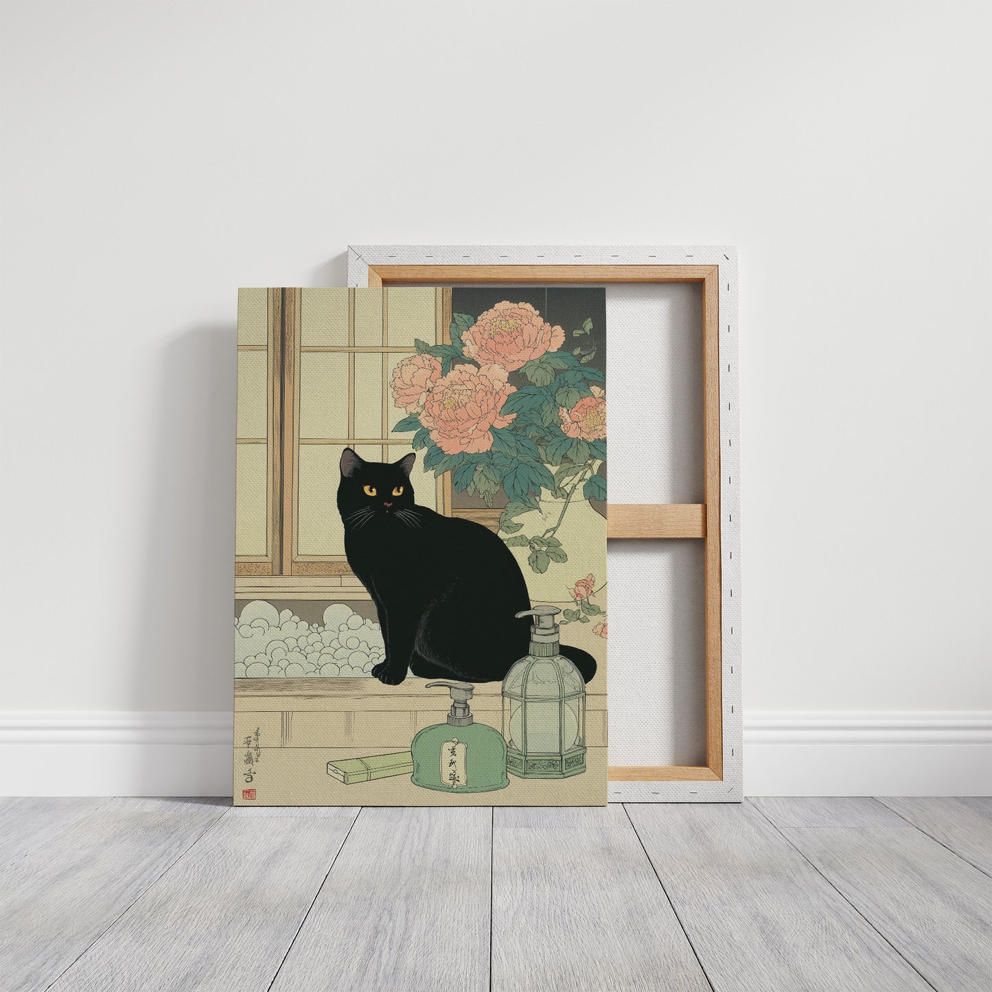 Black Cat Meets Pink Peony Tales