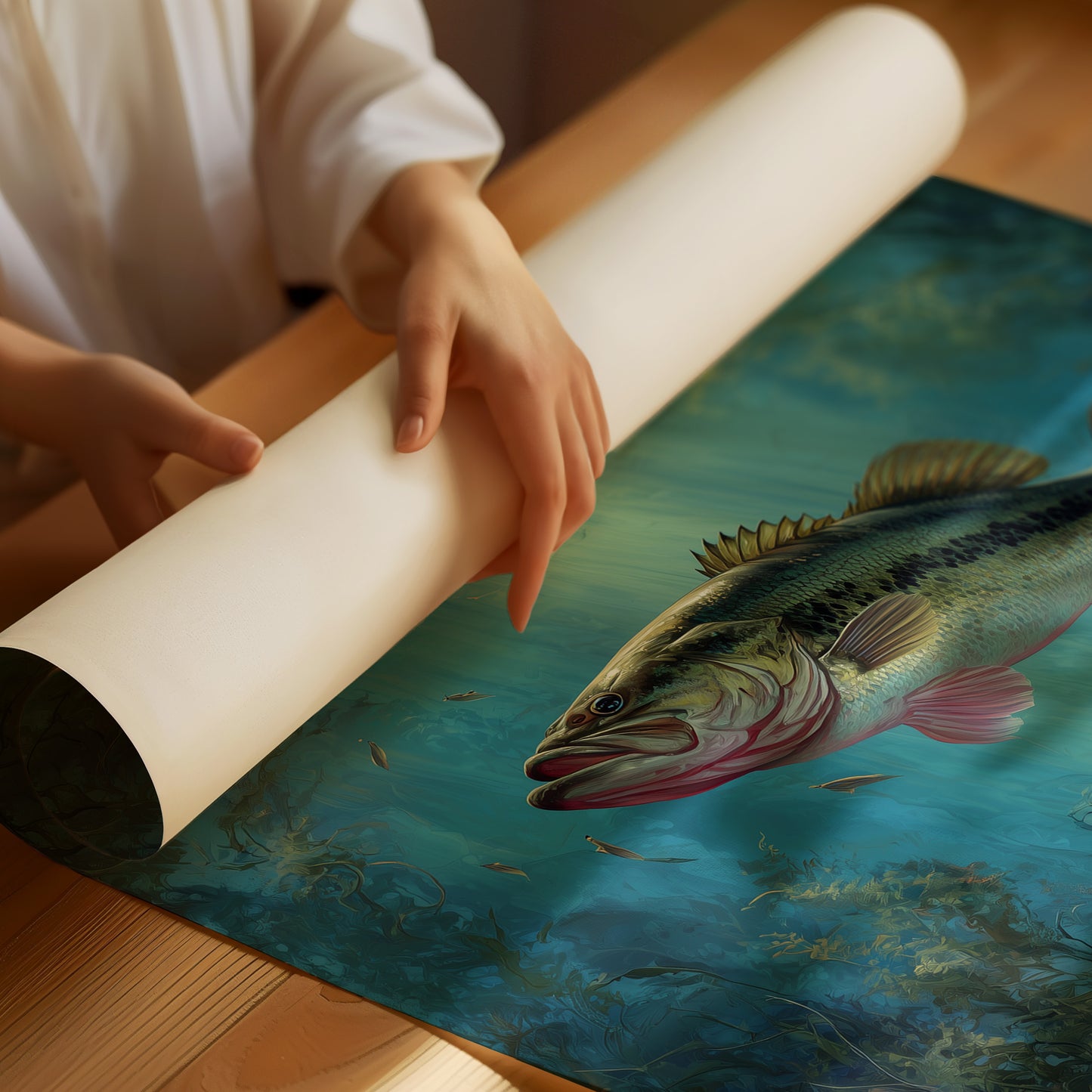 Sunlit Bass In Aqua Depths