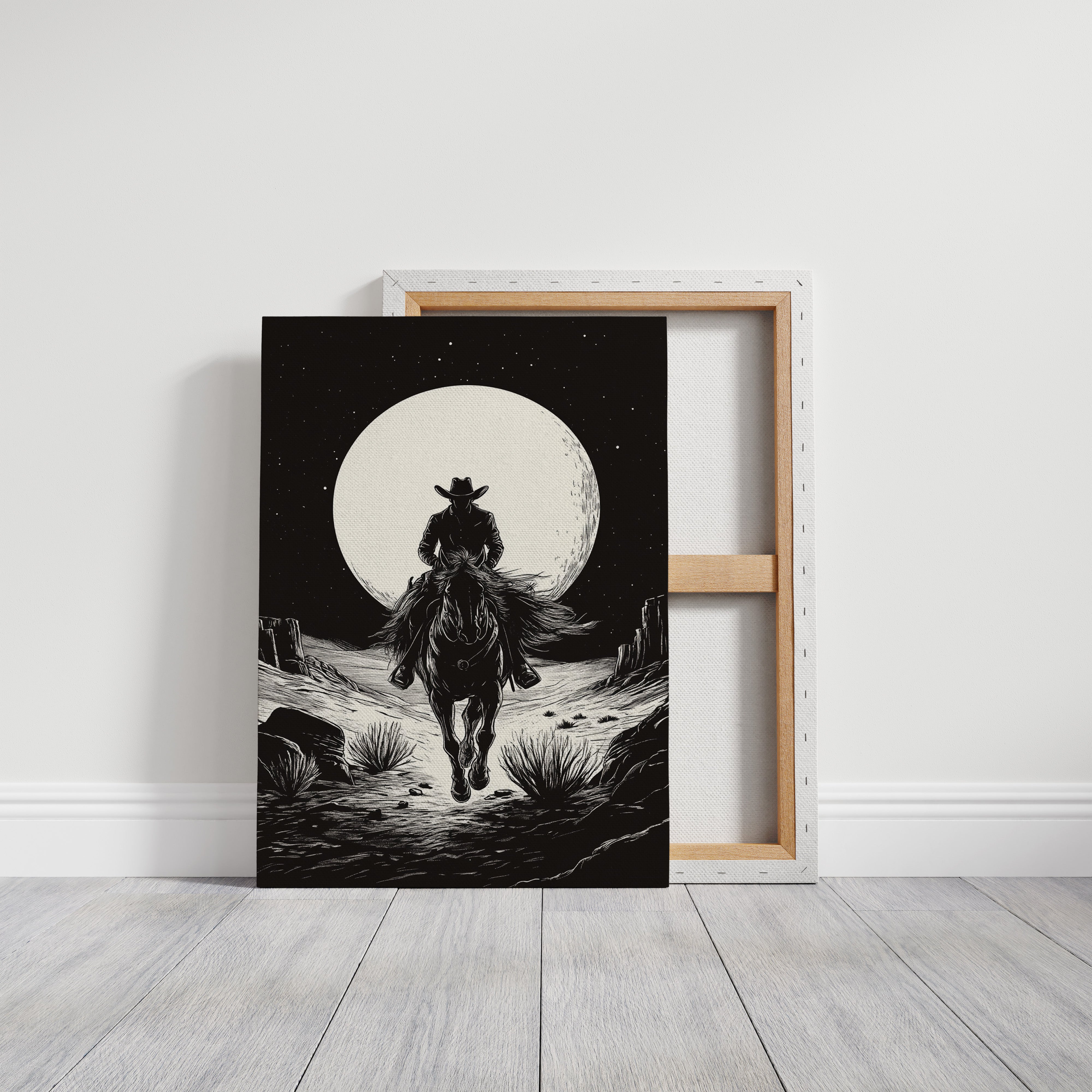 Lone Rider Under a Full Moon