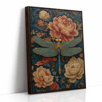 The Dragonfly Rests Among Peonies