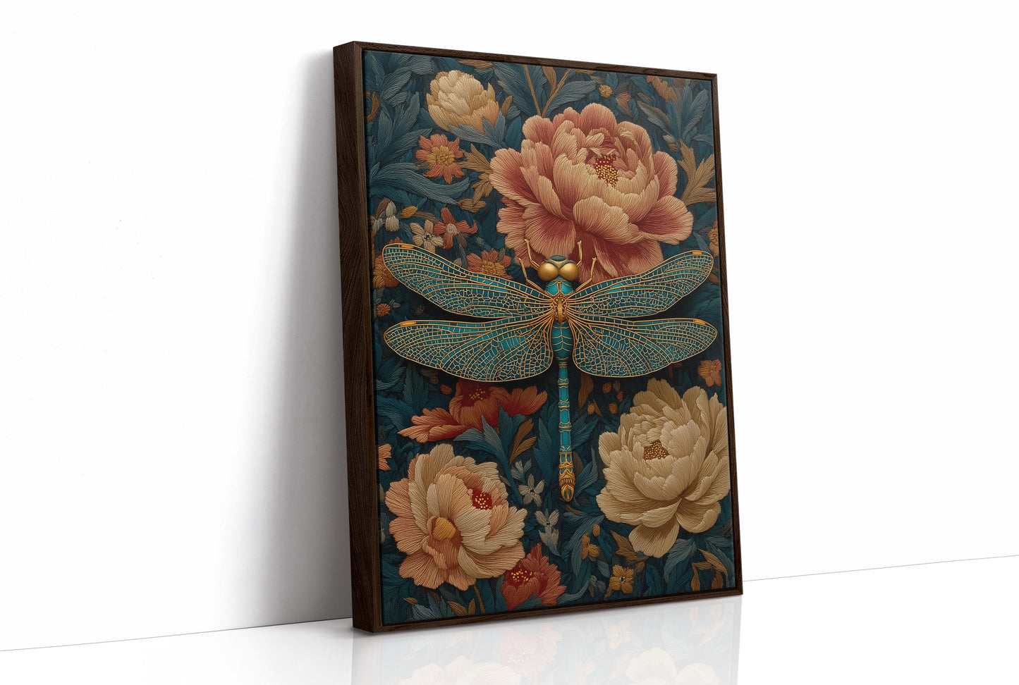 The Dragonfly Rests Among Peonies