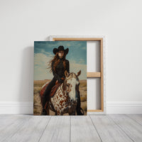 Desert Reins – Cowgirl on Paint Horse Portrait