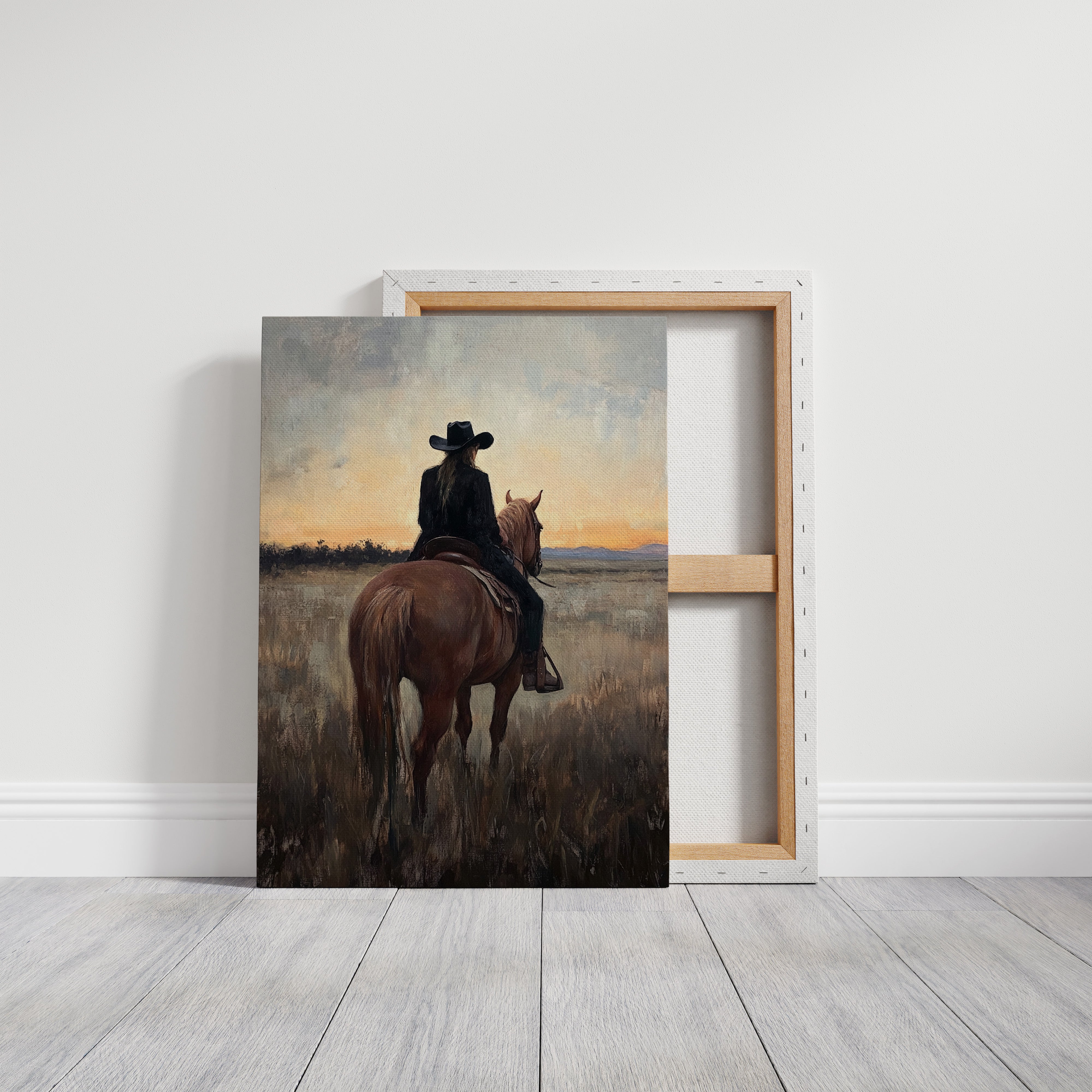 Back to the Prairie – Cowgirl on Horse at Dusk