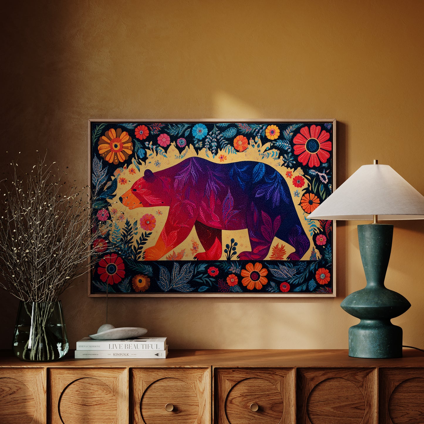 Twilight Bear Among Summer Blooms