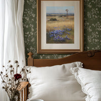 Bluebonnets Dance Near Rustic Windmill