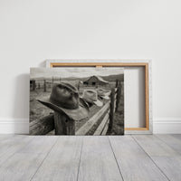 Row of Hats on the Ranch Fence