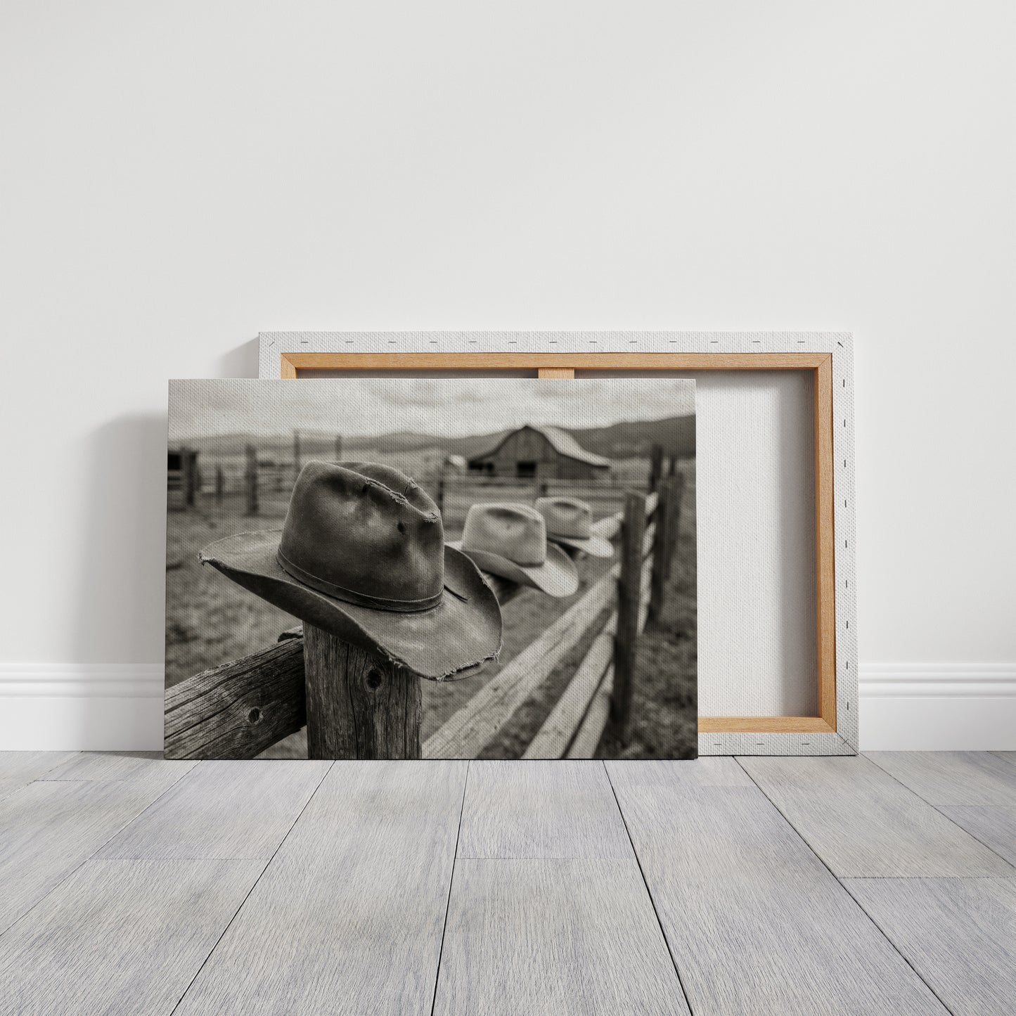Row of Hats on the Ranch Fence