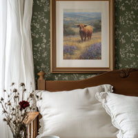 Longhorn Grazes Among Bluebonnet Dreams