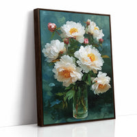White Peonies in a Glass at Dusk