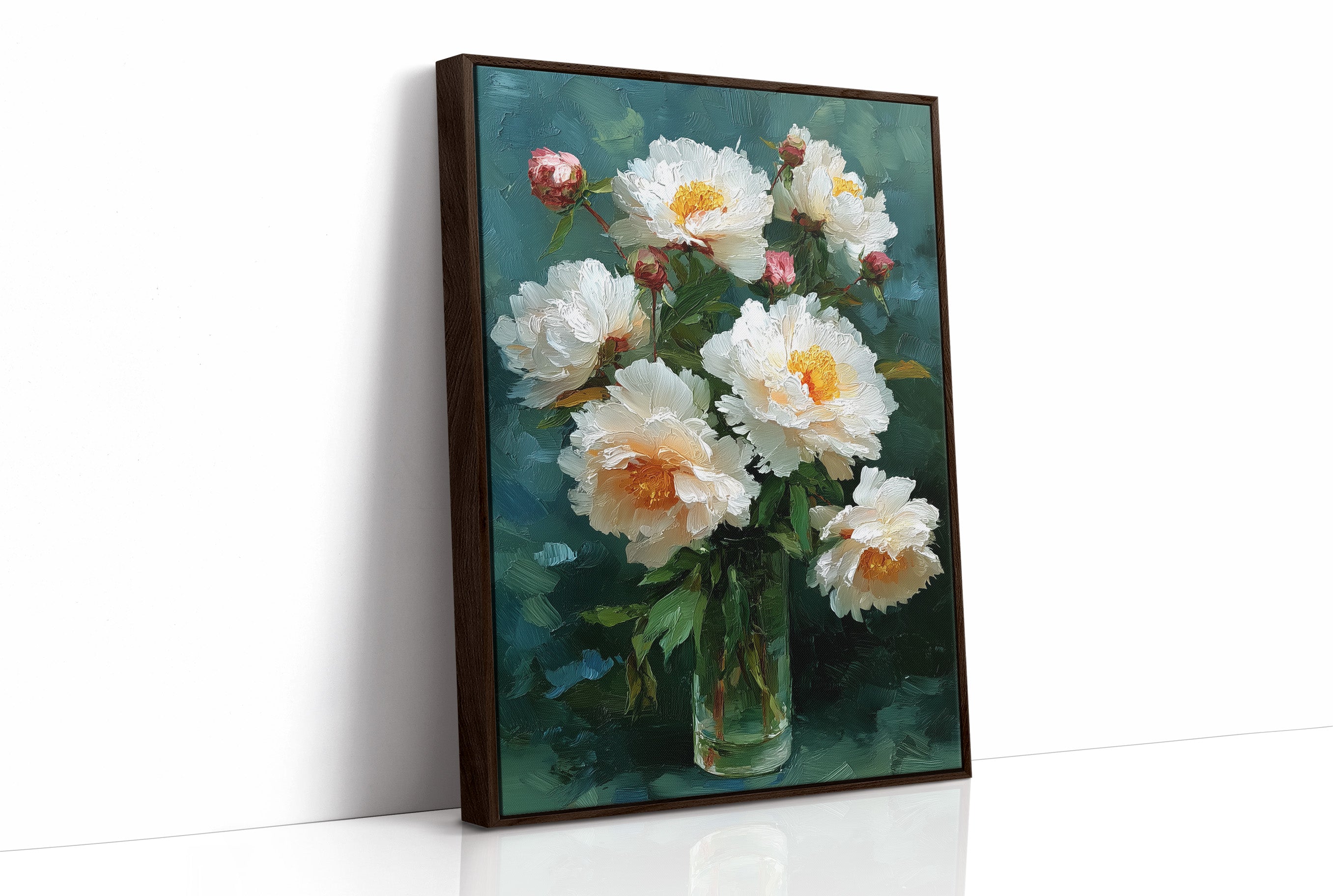 White Peonies in a Glass at Dusk