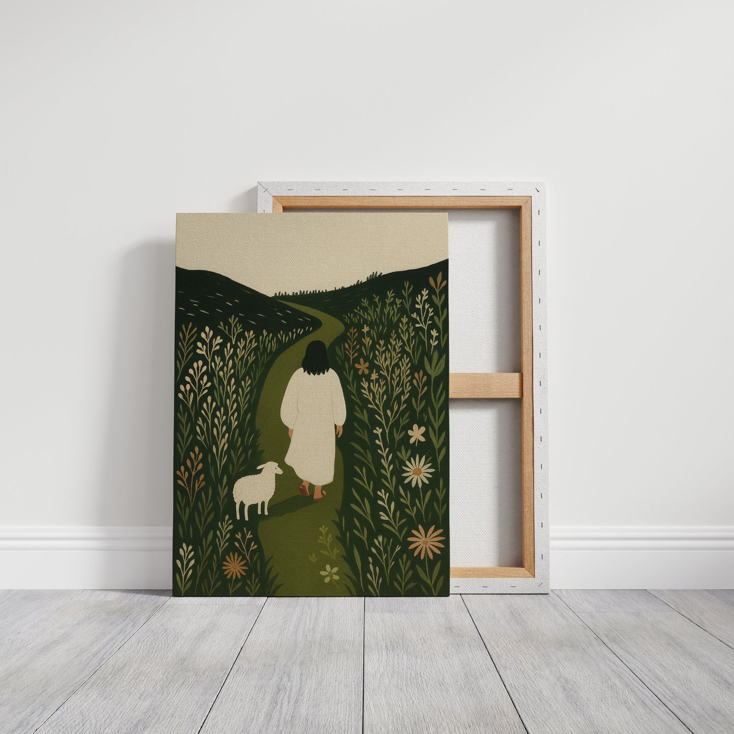 The Shepherd and the Lamb Floral Path Print