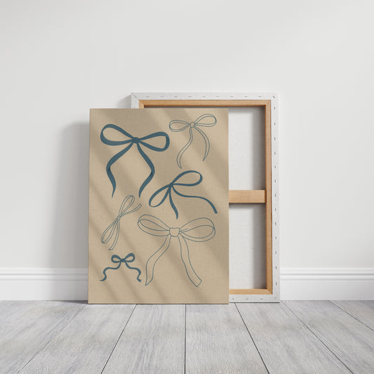 Whimsical Blue Bows Minimalist Print