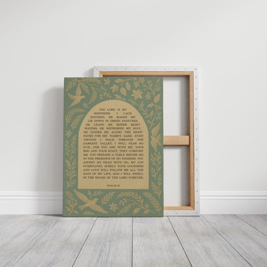 Psalm 23 Scripture with Doves and Florals