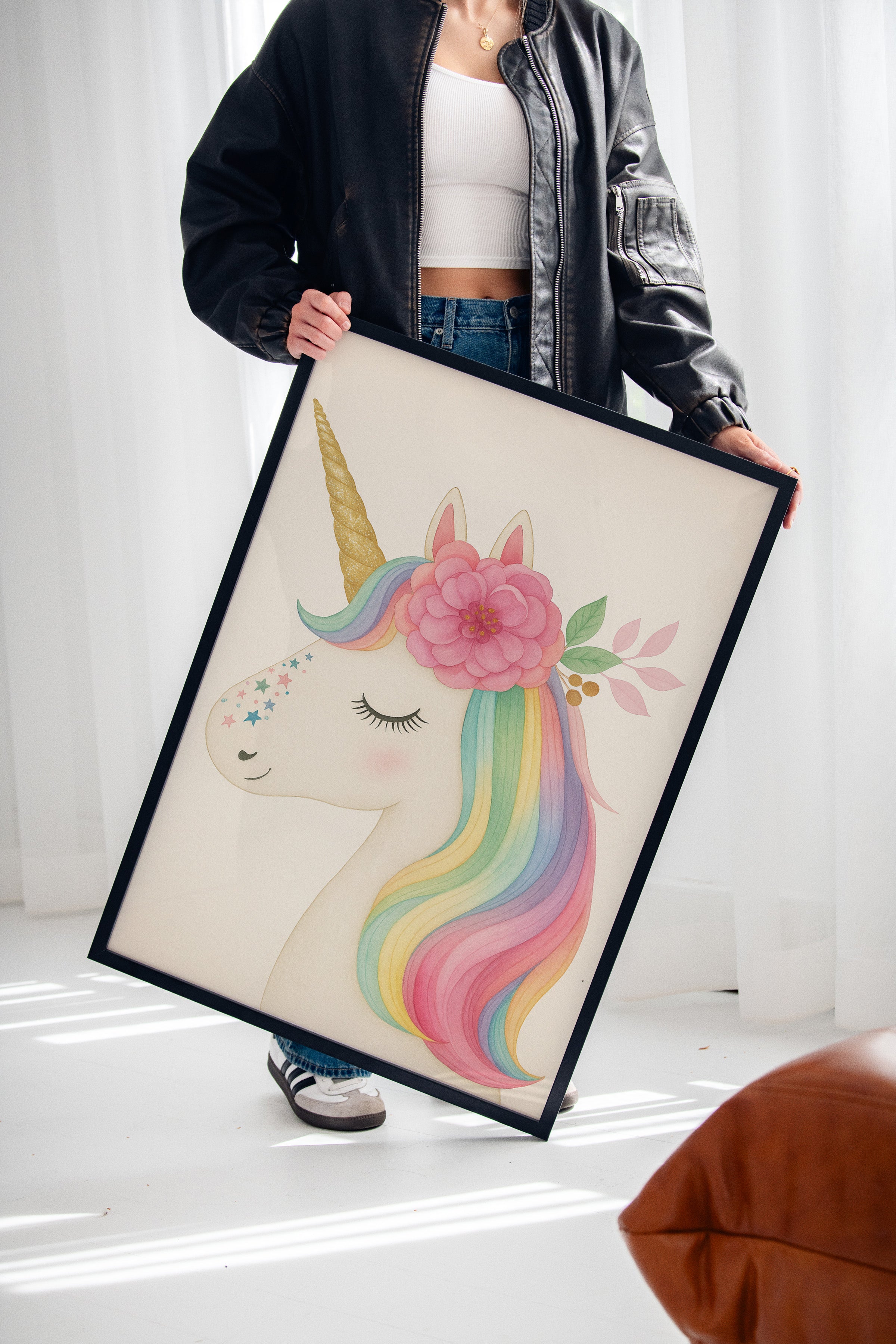 Starlit Unicorn with Rainbow Mane