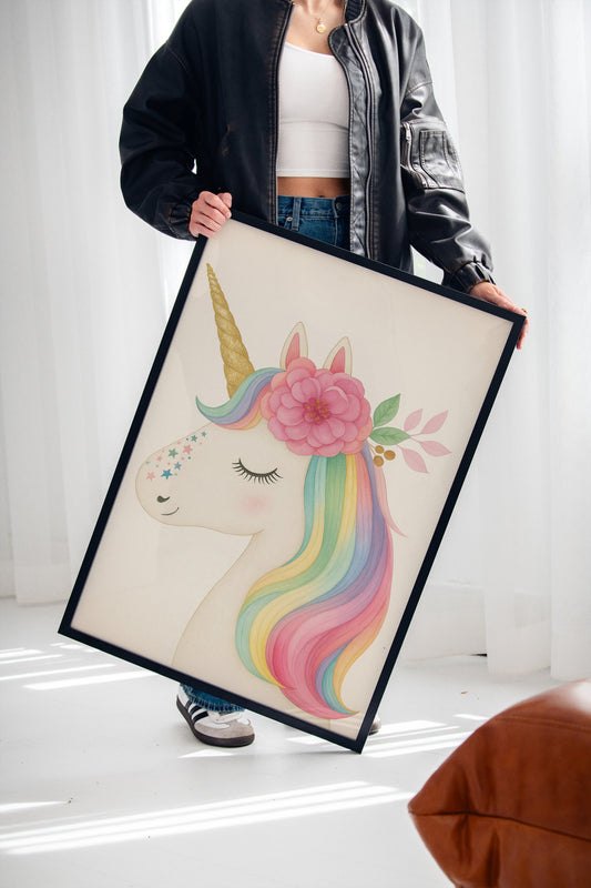 Starlit Unicorn with Rainbow Mane