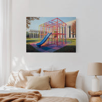 Childhood Colors Against Modern Lines