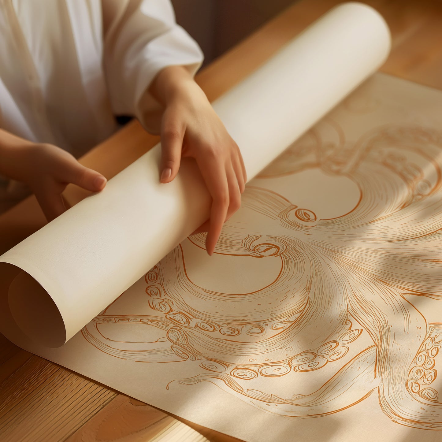 Tentacles Embrace Sepia Dreams