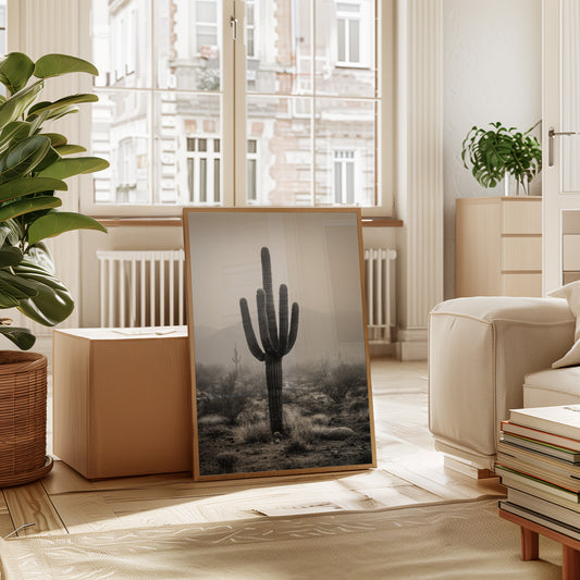 Cactus Standing Against The Mist