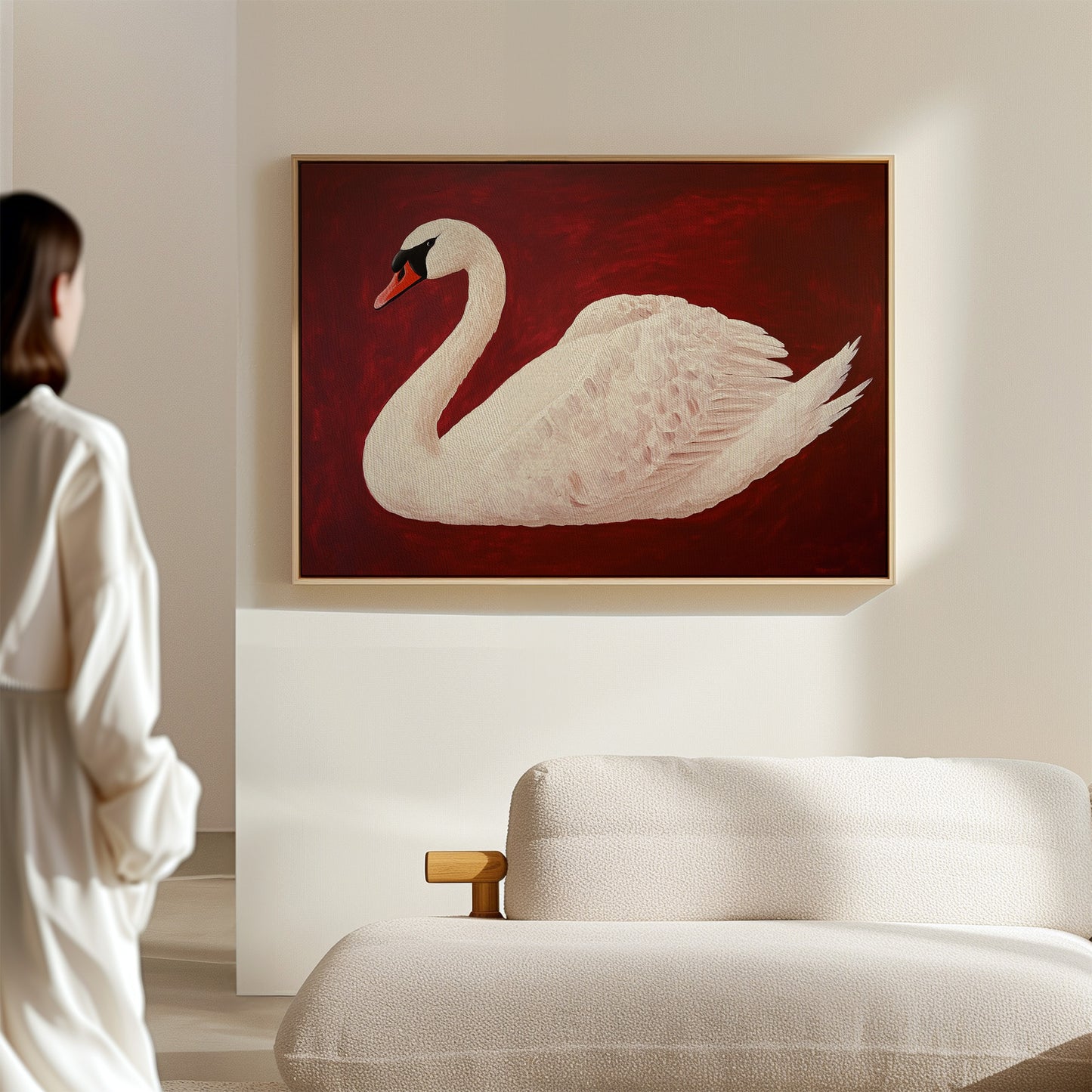 White Swan Against Crimson Night