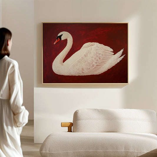 White Swan Against Crimson Night