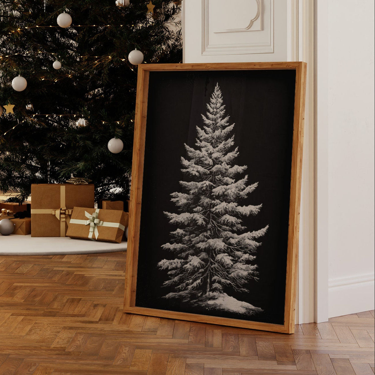 Silent Pine Stands In Midnight