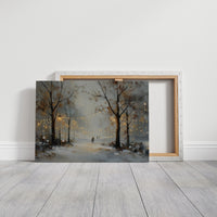 Luminous Winter Path Through Misty Woods