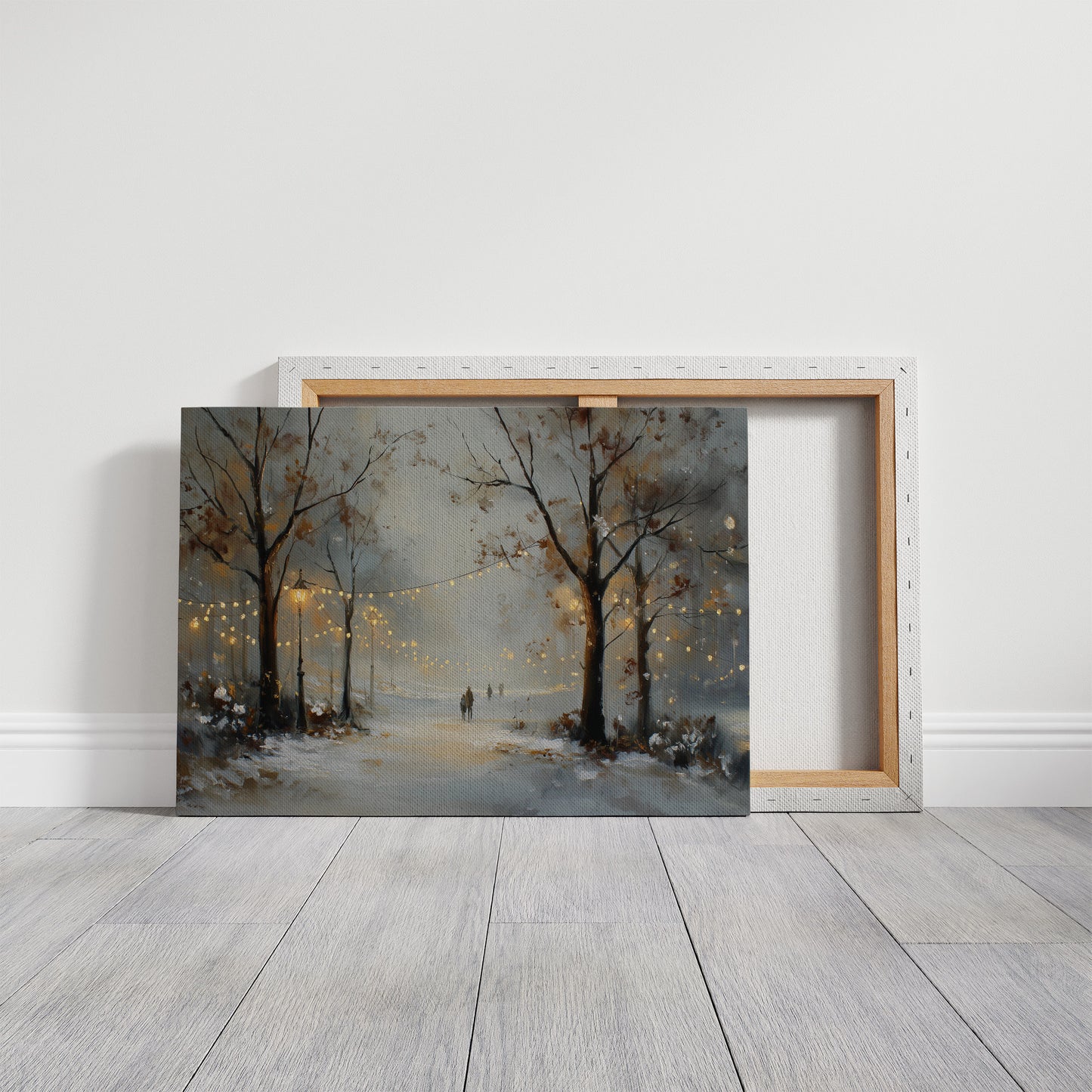 Luminous Winter Path Through Misty Woods