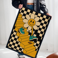 Groovy Daisy Vibes – Retro Checkerboard Flower Print