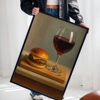 Burger and Bordeaux Still Life