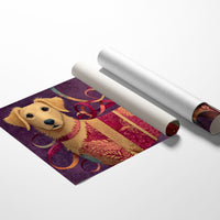 Golden Puppy in Patchwork Ribbons