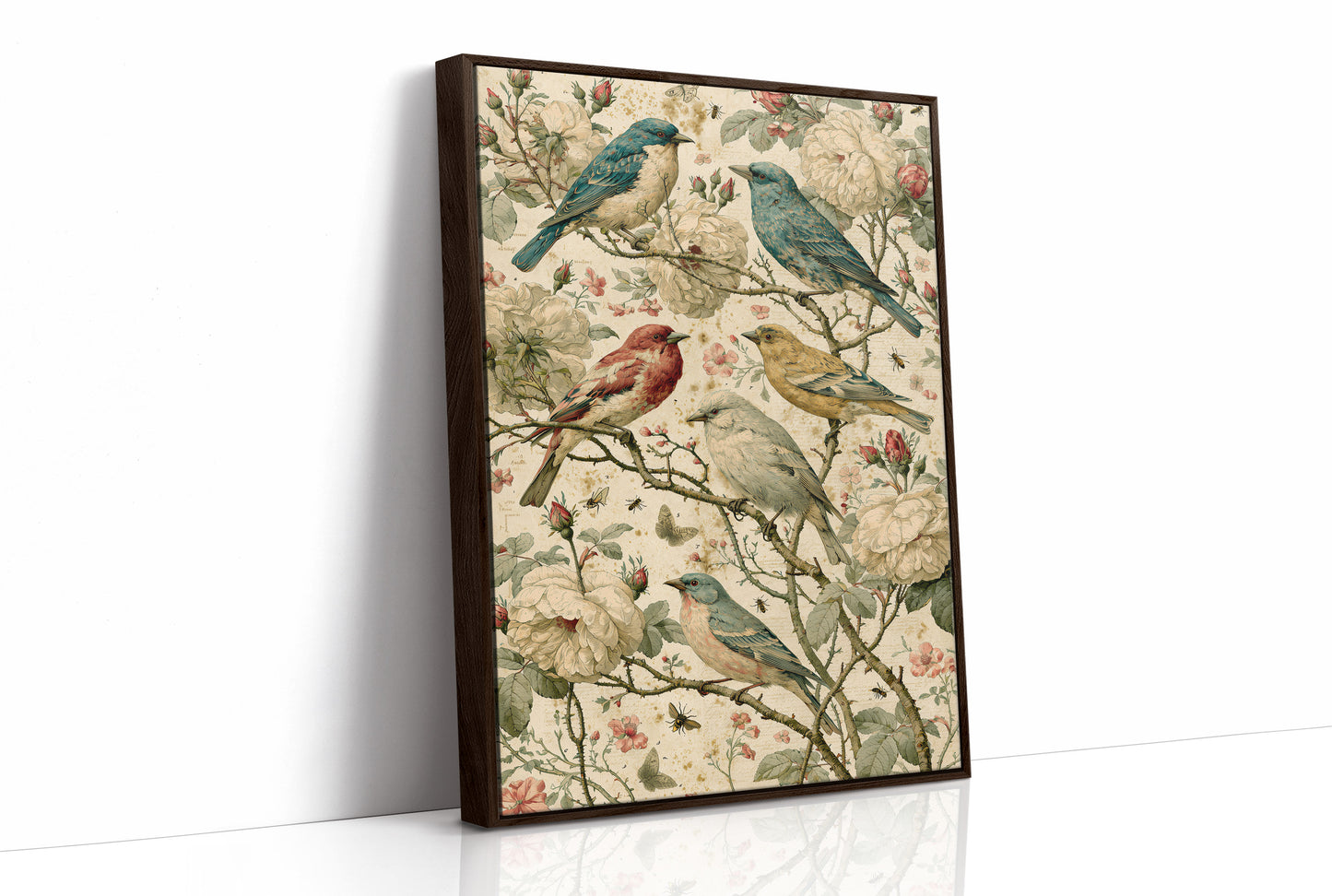 Five Finches on Antique Letters