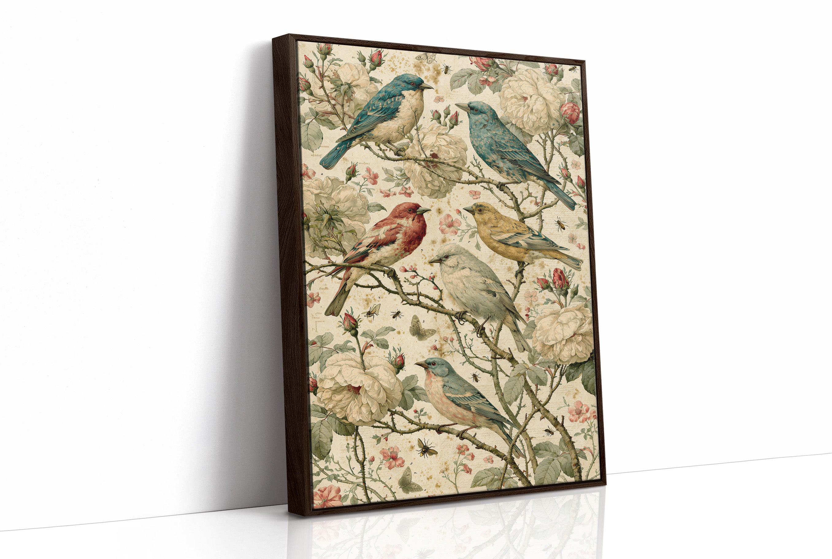 Five Finches on Antique Letters