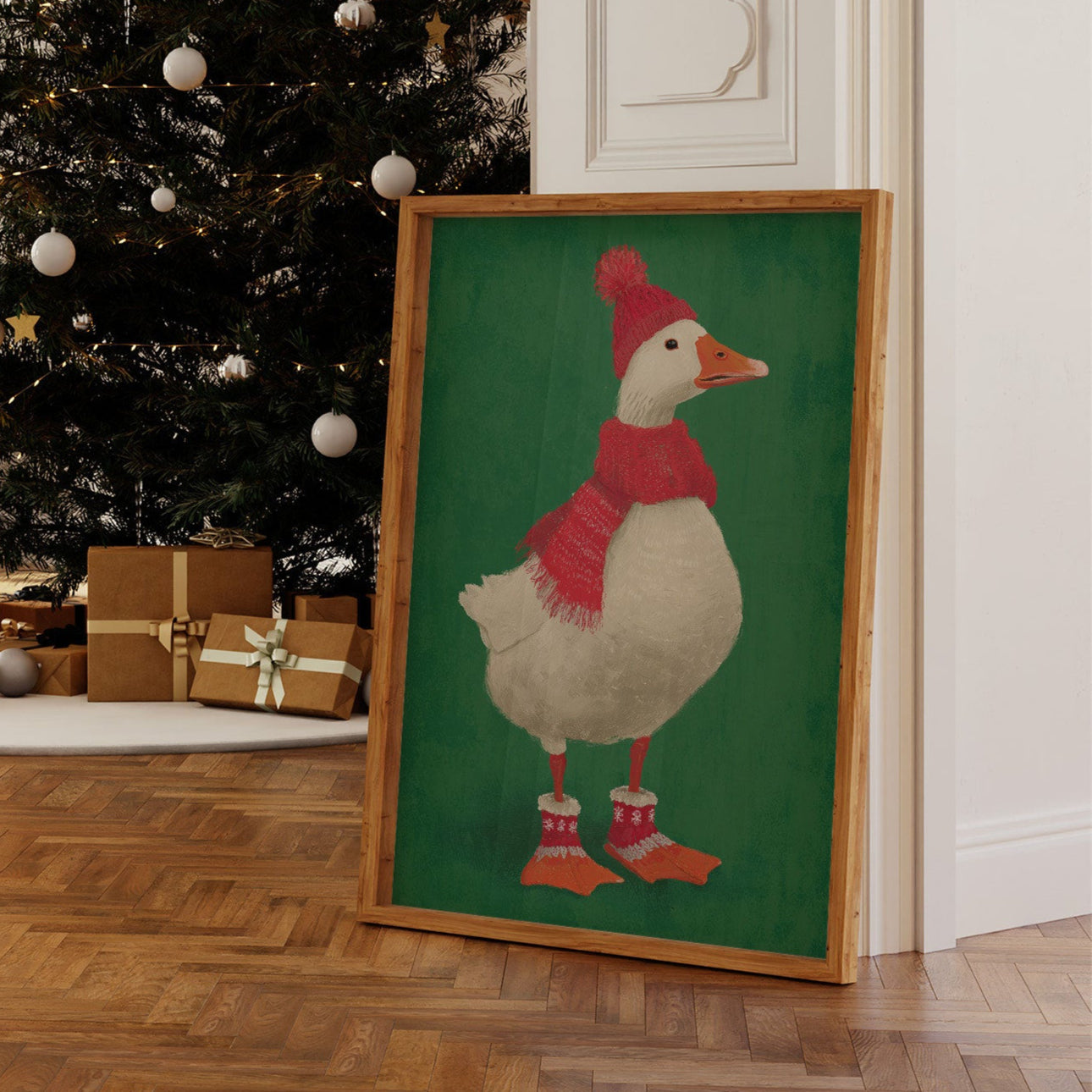 Festive Duck Wears Winter Woolens