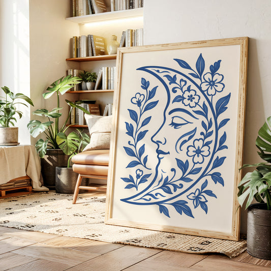 Floral Moon in Indigo Bloom