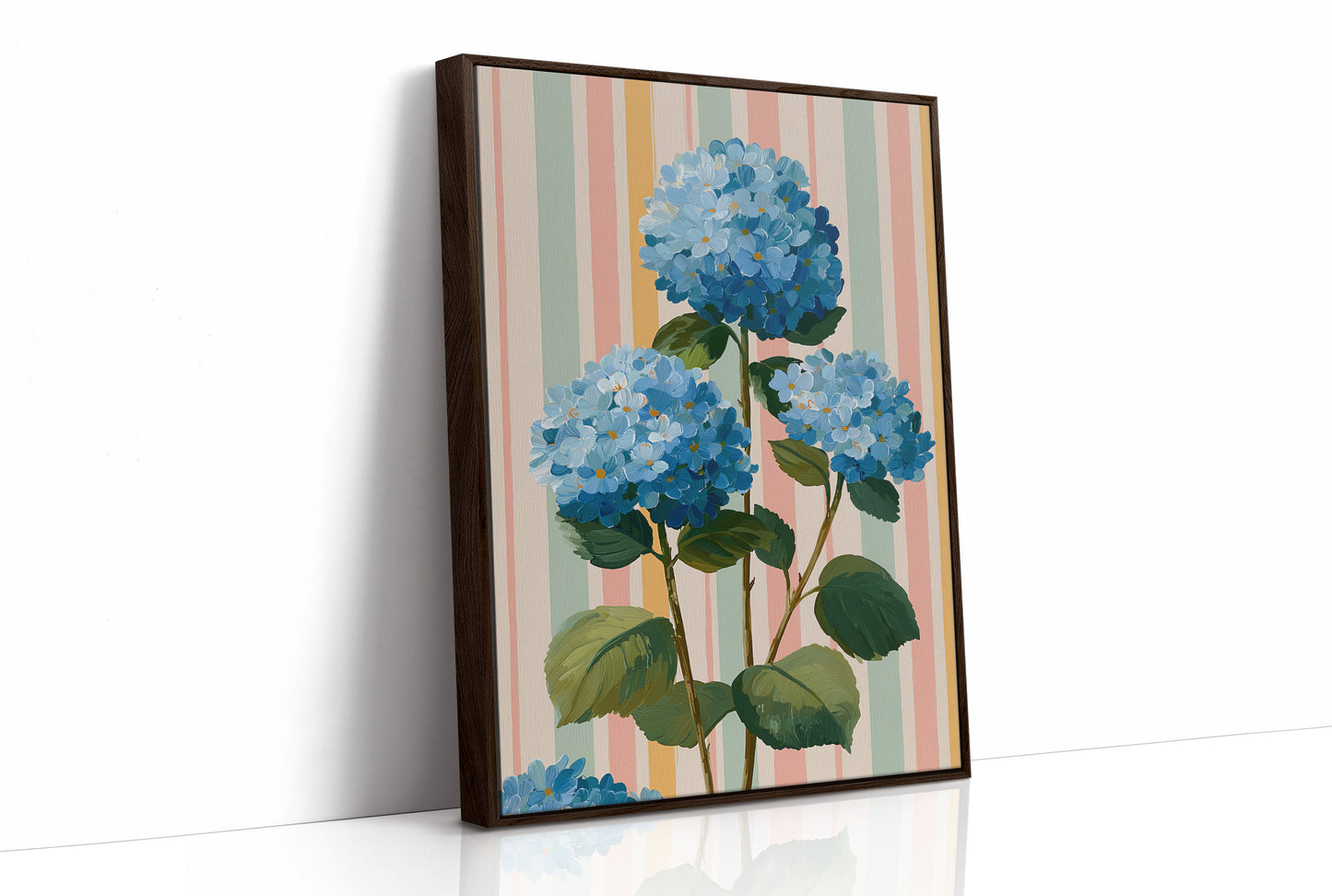 Blue Hydrangeas on a Happy Wall