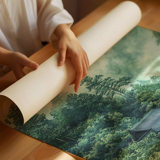 Mountain Temple Rests In Emerald Mist