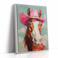 Pink Cowgirl Rides Through Turquoise Skies
