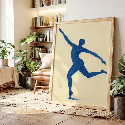 Leaping Figure in Indigo Grace