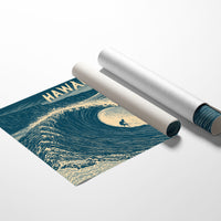 Hawaii Barrel Wave Woodcut