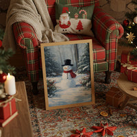 Classic Snowman in Winter Woods